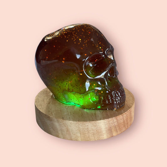Celestial Sparkle - Handcrafted Resin Skull Lamp